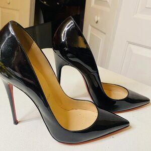 Auth Christian Louboutin so Kate 120 Black Patent Pumps